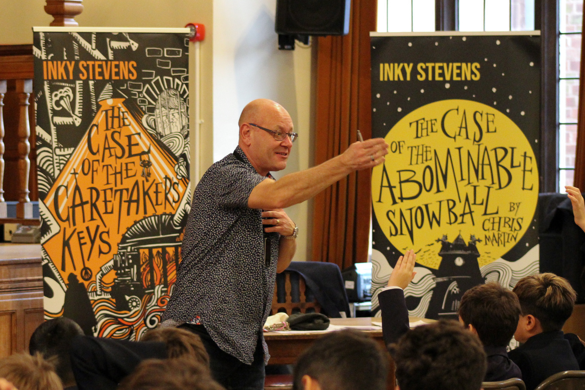 Chris Martin, author of the Inky Stevens books, giving a talk to Boys' Division pupils