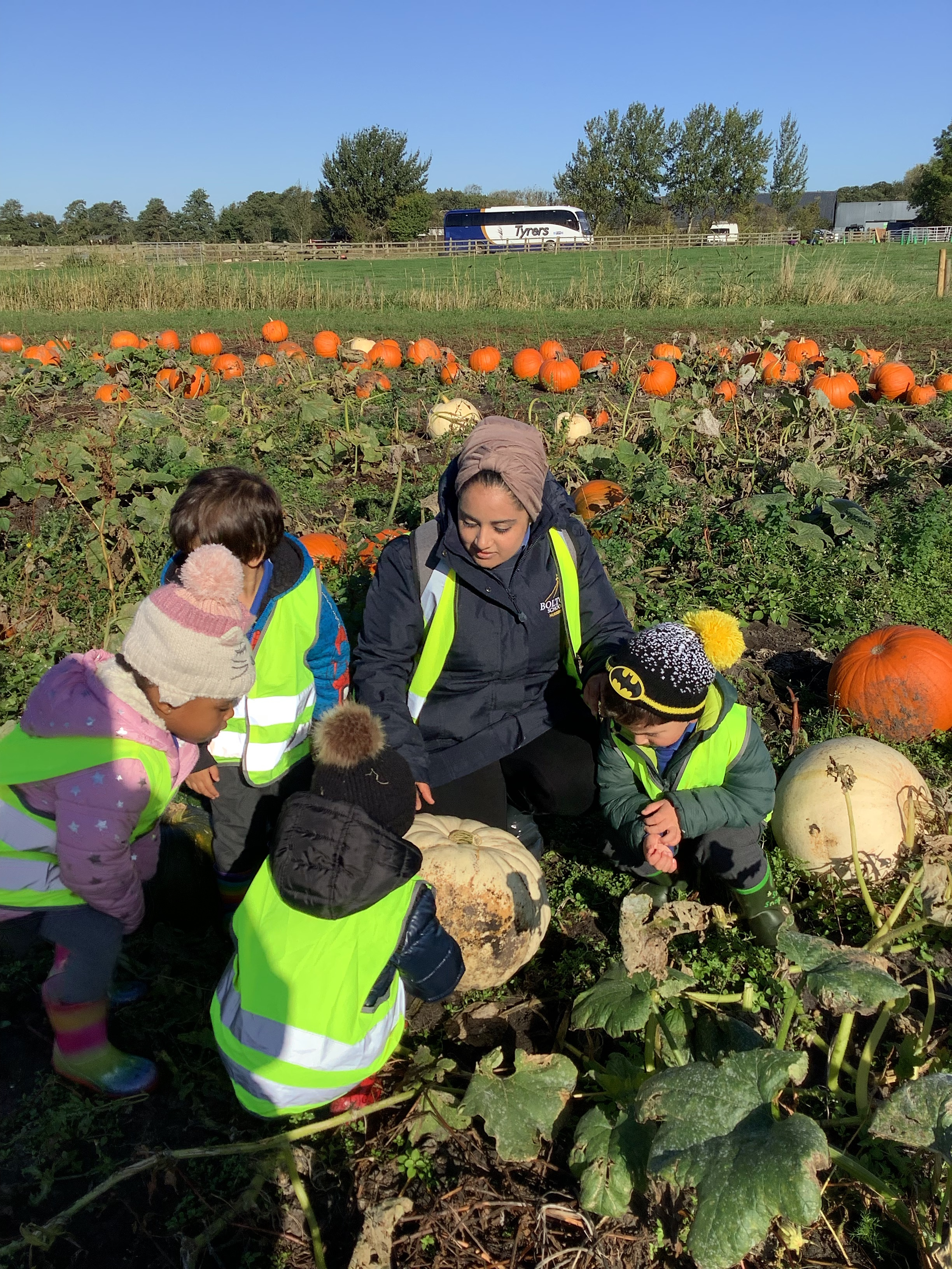 Nursery Children Enjoy Pumpkin Picking at Windmill Farm