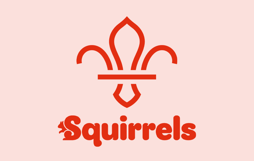 The Scouting Squirrels logo in red